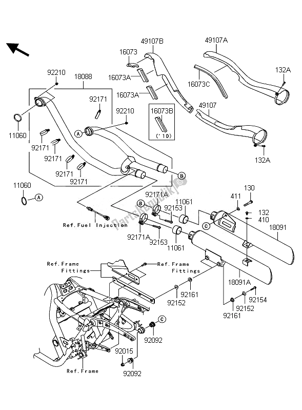 Tutte le parti per il Silenziatore del Kawasaki VN 1700 Classic ABS 2010