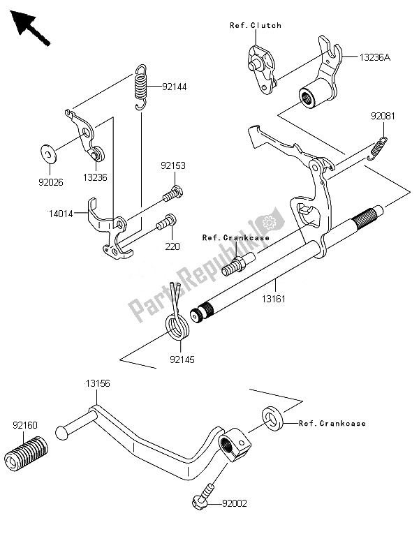 Alle onderdelen voor de Schakelmechanisme van de Kawasaki KLX 110 2014