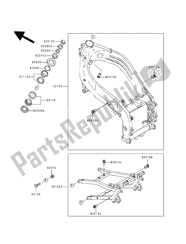 Tutte le parti per il Telaio del Kawasaki ZXR 400 1994