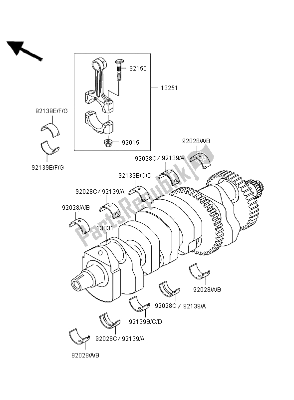 Todas las partes para Cigüeñal de Kawasaki Ninja ZX 12R 1200 2002