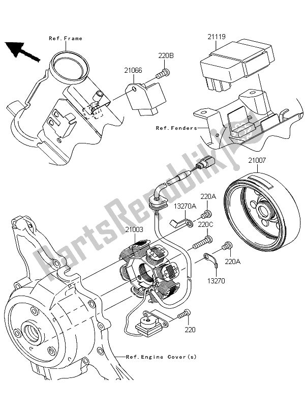 All parts for the Generator of the Kawasaki KLX 110 2013