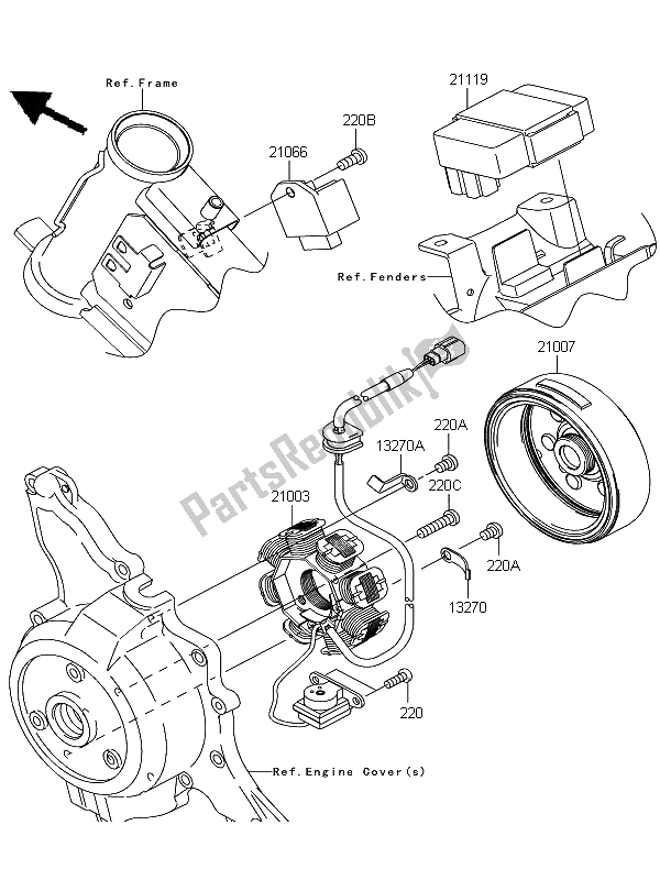 Todas las partes para Generador de Kawasaki KLX 110 2013