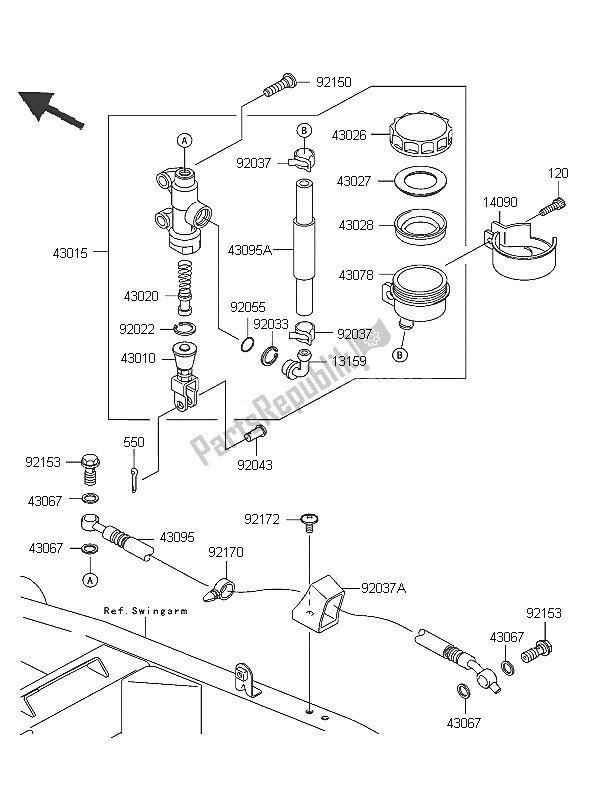 Toutes les pièces pour le Maître-cylindre Arrière du Kawasaki Z 750 2005