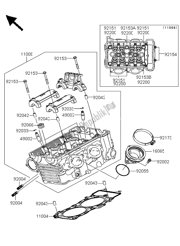 All parts for the Cylinder Head of the Kawasaki Versys ABS 650 2013