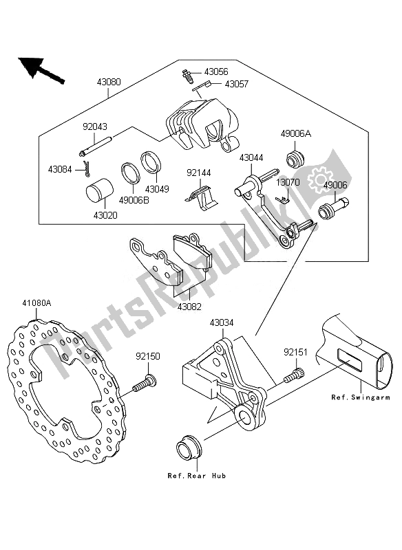 All parts for the Rear Brake of the Kawasaki ER 6F 650 2011