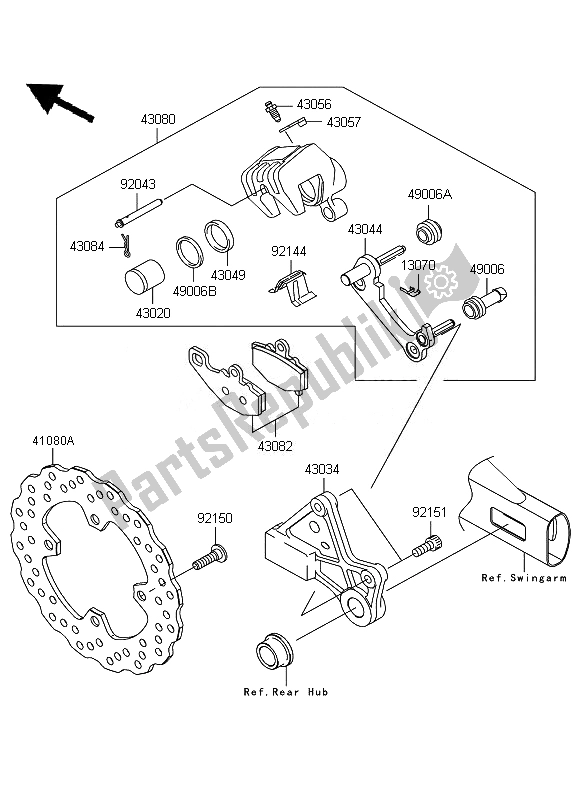 All parts for the Rear Brake of the Kawasaki ER 6F 650 2011