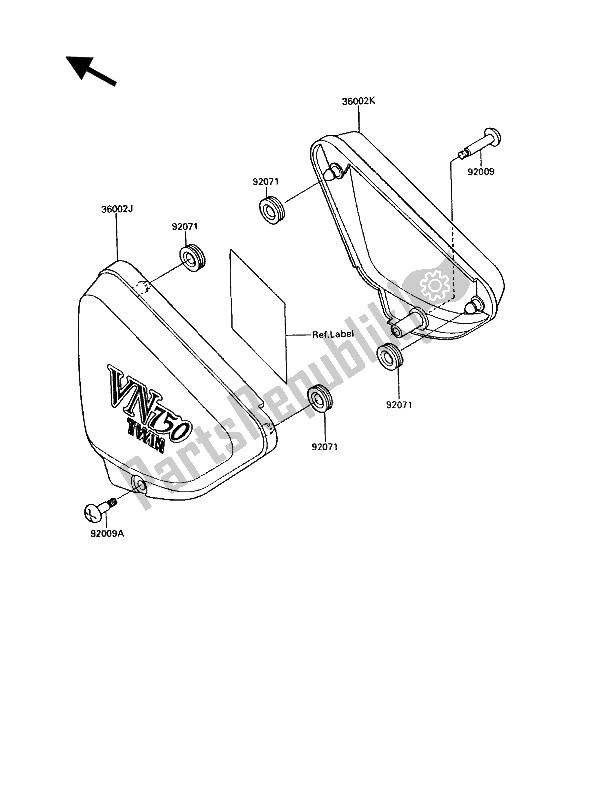 All parts for the Side Covers of the Kawasaki VN 750 Twin 1988