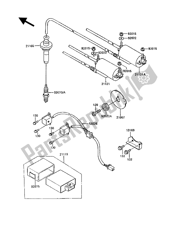 Todas as partes de Sistema De Ignição do Kawasaki GPZ 900R 1988