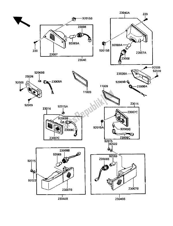 Tutte le parti per il Segnale Di Svolta del Kawasaki Voyager XII 1200 1989