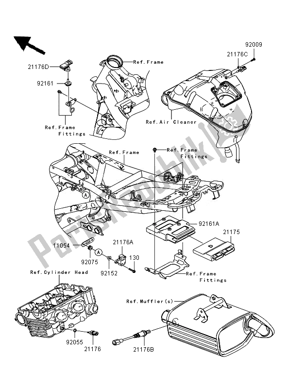 All parts for the Fuel Injection of the Kawasaki ER 6N 650 2007