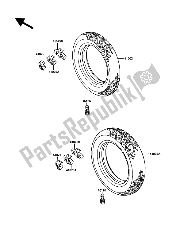 Tutte le parti per il Pneumatici del Kawasaki KR 1 2 250 1989