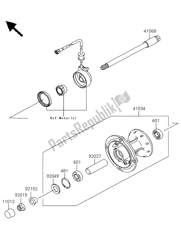 All parts for the Front Hub of the Kawasaki KLX 250 2012