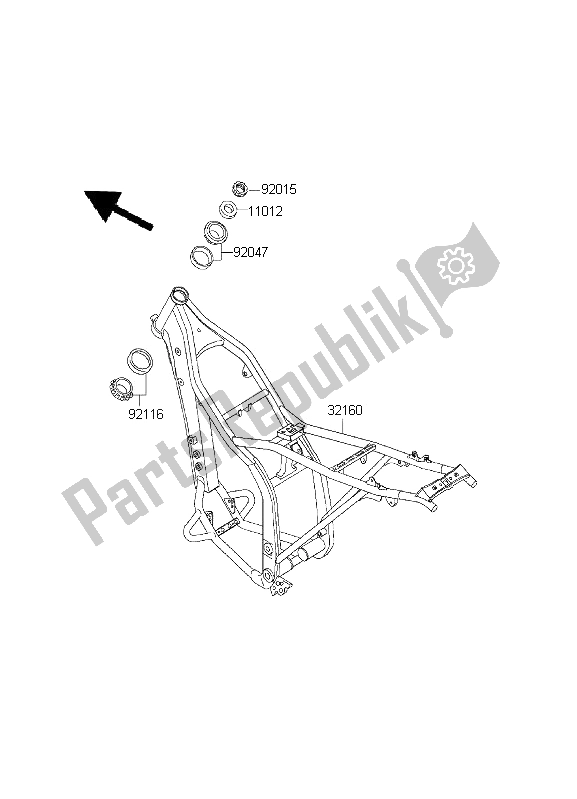 Toutes les pièces pour le Cadre du Kawasaki KLX 300R 2001