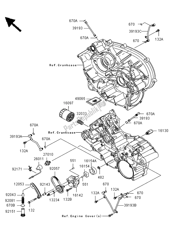 All parts for the Oil Pump of the Kawasaki KVF 650 4X4 2013