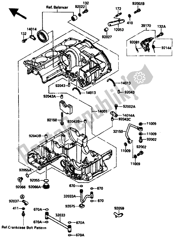 Todas las partes para Caja Del Cigüeñal de Kawasaki ZX 10 1000 1990