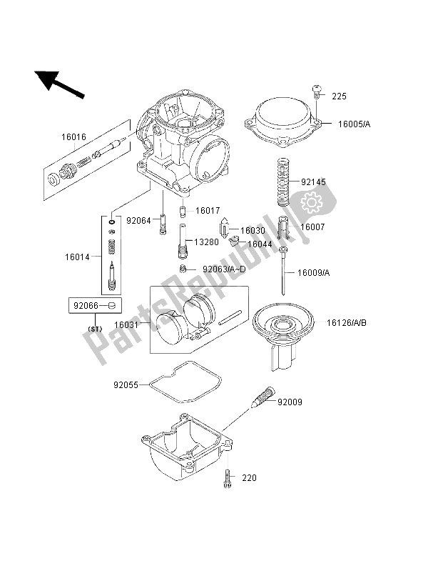 All parts for the Carburetor Parts of the Kawasaki ZRX 1100 1998