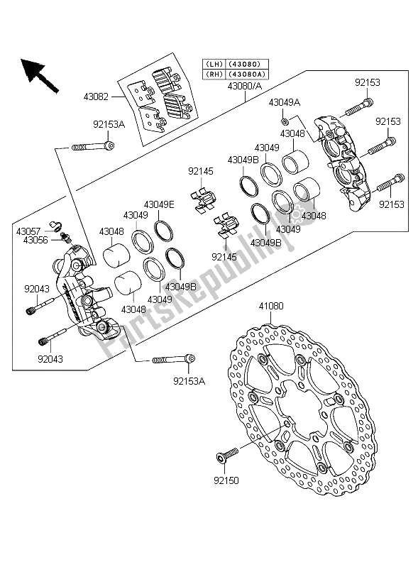 Toutes les pièces pour le Frein Avant du Kawasaki Ninja ZX 10R 1000 2006