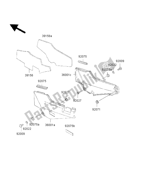 Tutte le parti per il Coperture Laterali del Kawasaki 1000 GTR 2002