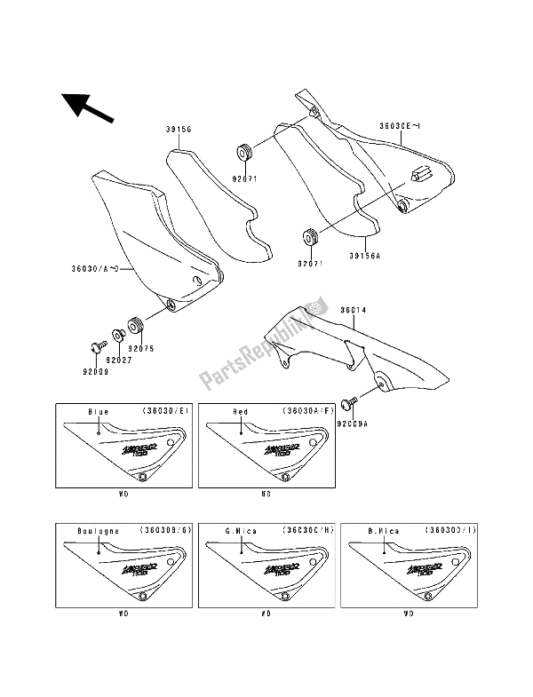 All parts for the Side Covers & Chain Cover of the Kawasaki Zephyr 1100 1993