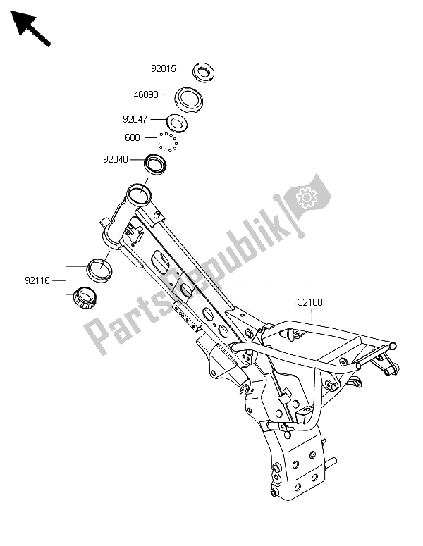 Todas as partes de Quadro, Armação do Kawasaki KLX 110 2014