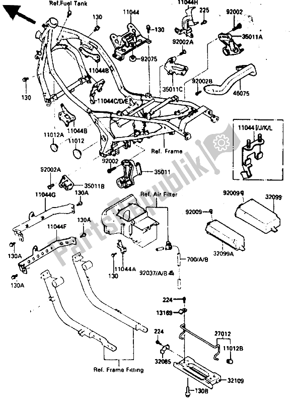 Tutte le parti per il Custodia Della Batteria del Kawasaki GPZ 600 1985