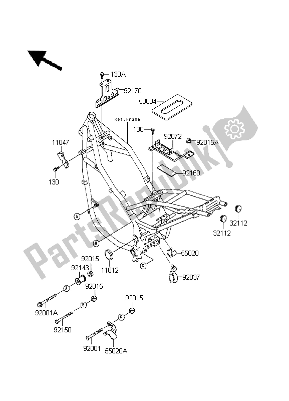 Todas as partes de Configurações De Quadro do Kawasaki KLE 500 1995