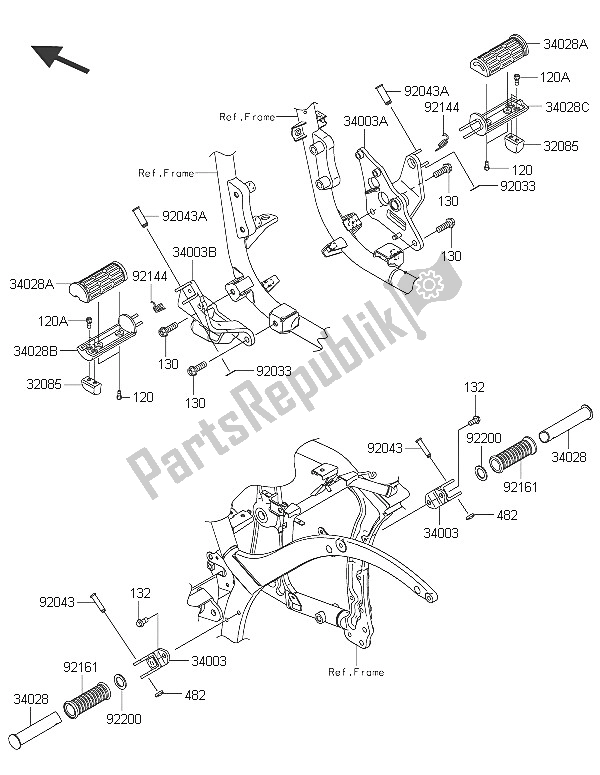 All parts for the Footrests of the Kawasaki Vulcan 900 Custom 2016