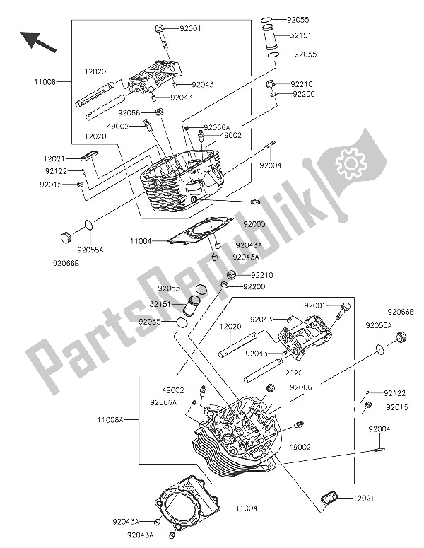 All parts for the Cylinder Head of the Kawasaki Vulcan 900 Classic 2016