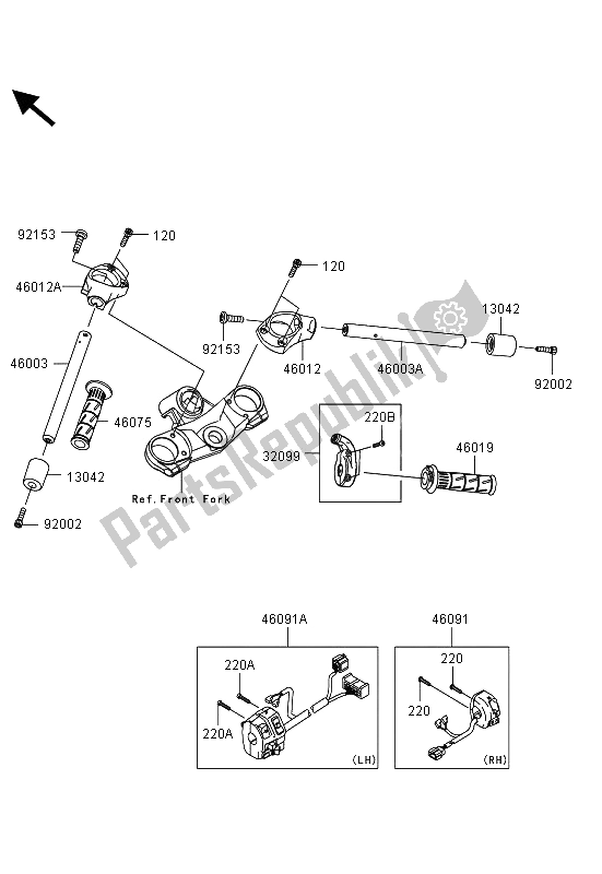 Tutte le parti per il Manubrio del Kawasaki ZZR 1400 ABS 2013