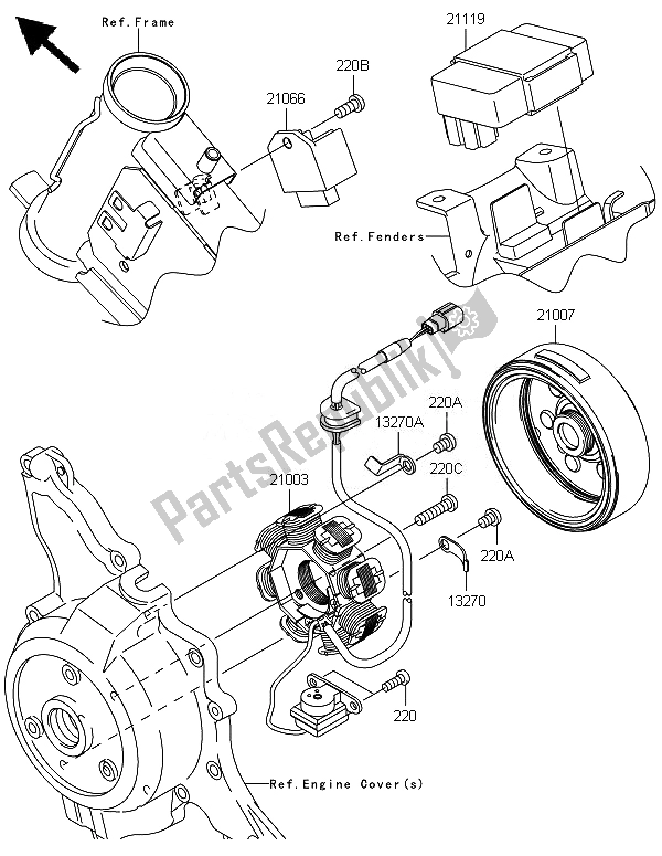 All parts for the Generator of the Kawasaki KLX 110 2014