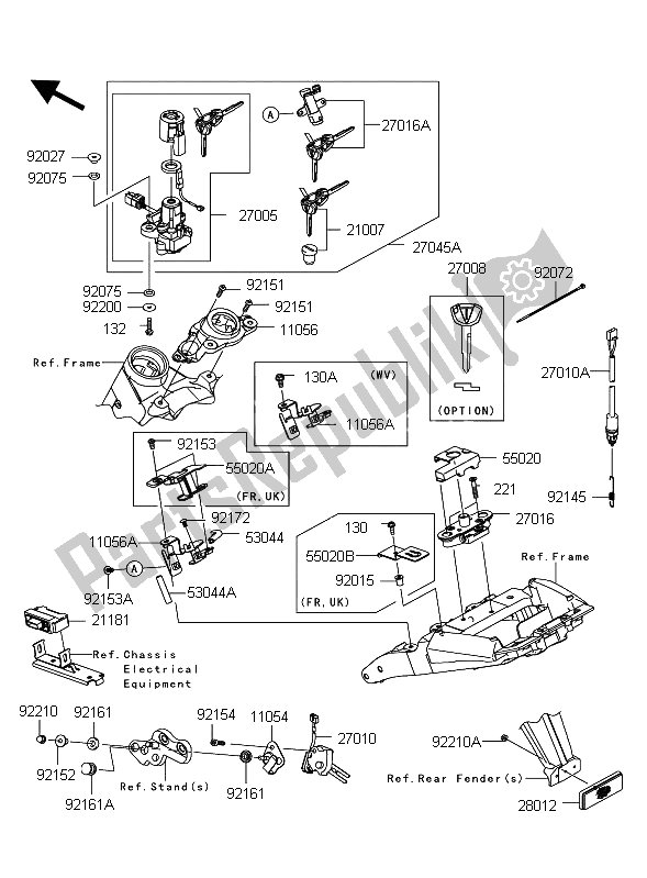 Tutte le parti per il Interruttore Di Accensione del Kawasaki Z 1000 2012