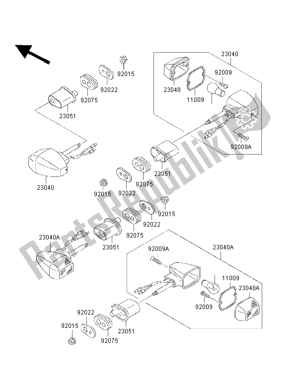 All parts for the Turn Signals of the Kawasaki ZRX 1100 1998