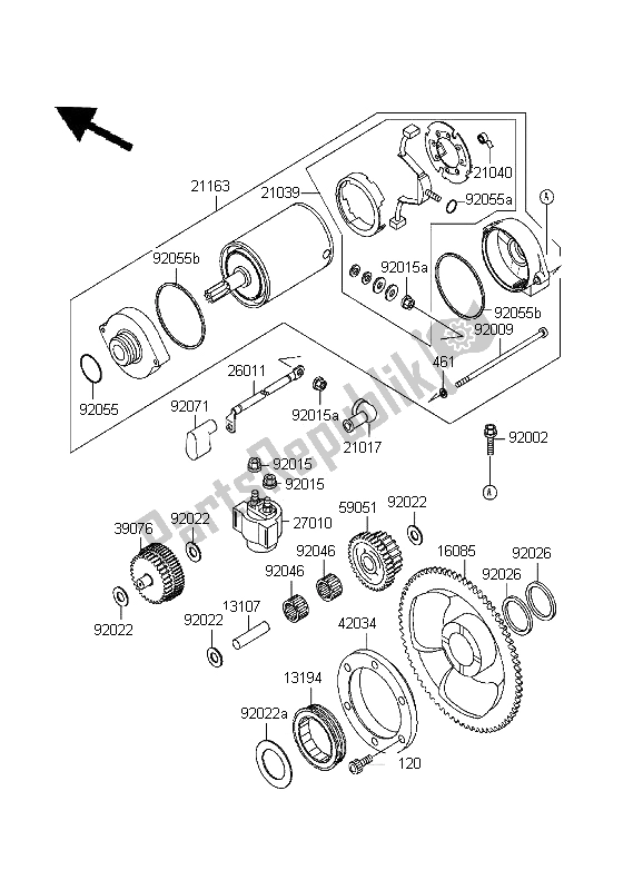 Todas as partes de Motor De Arranque do Kawasaki KLR 650 1995