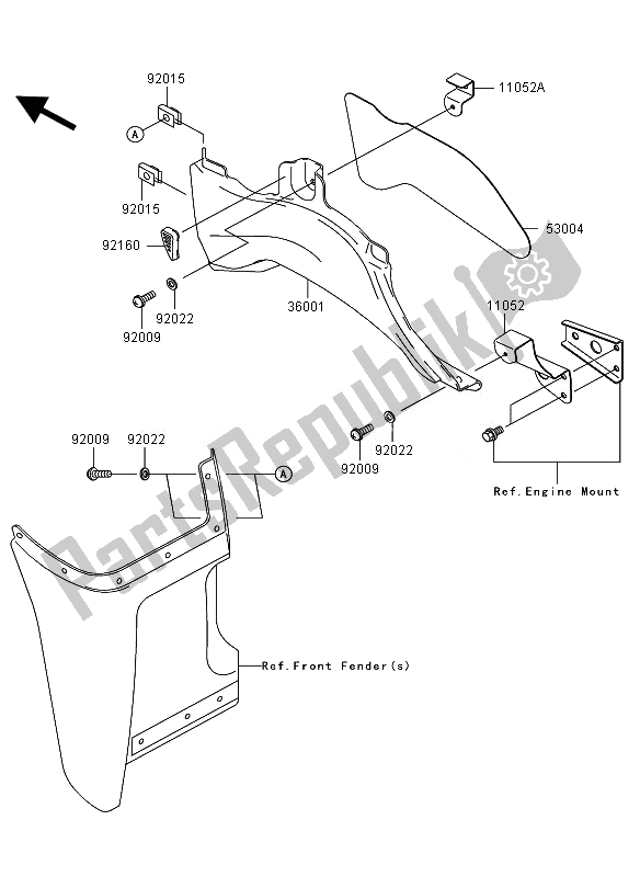 All parts for the Side Covers of the Kawasaki KVF 360 4X4 2010