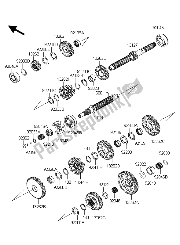 Toutes les pièces pour le Transmission du Kawasaki 1400 GTR ABS 2012