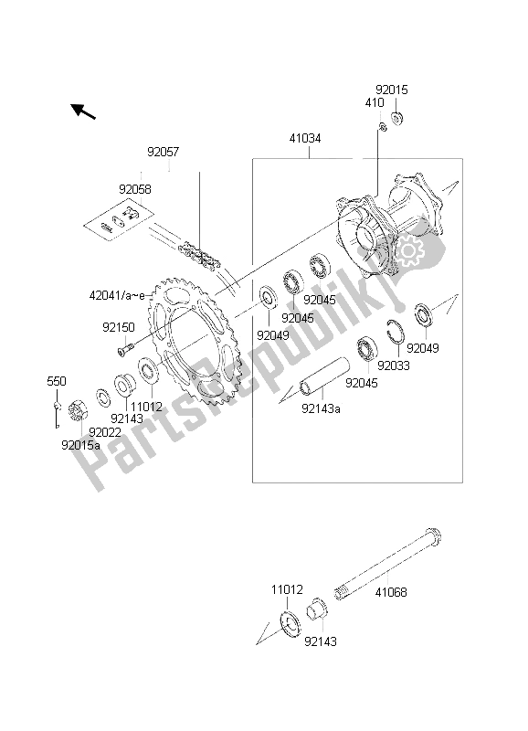 Todas as partes de Cubo Traseiro do Kawasaki KX 500 2002