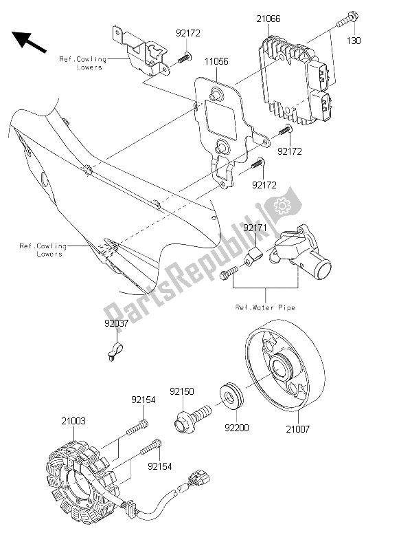 Alle onderdelen voor de Generator van de Kawasaki Ninja ZX 10R ABS 1000 2015