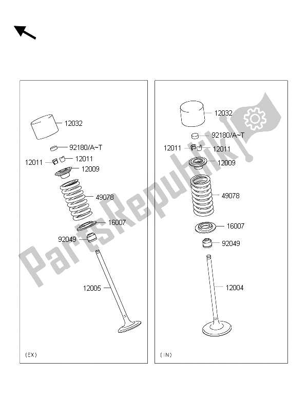 Alle onderdelen voor de Klep (pen) van de Kawasaki ER 6F 650 2015