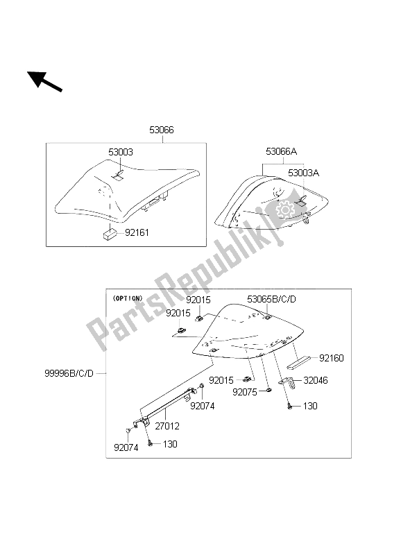 All parts for the Seat of the Kawasaki Ninja ZX 6R 600 2004