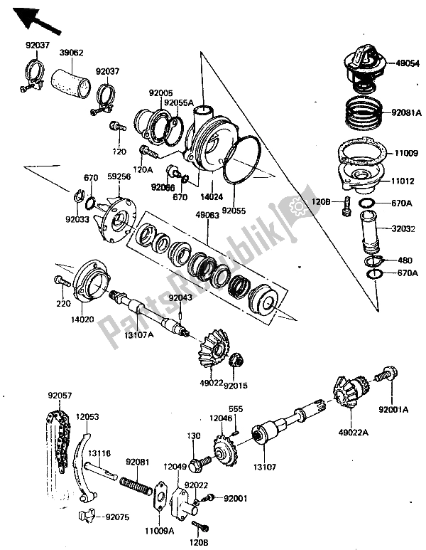 Tutte le parti per il Pompa Dell'acqua del Kawasaki ZN 1300 1986