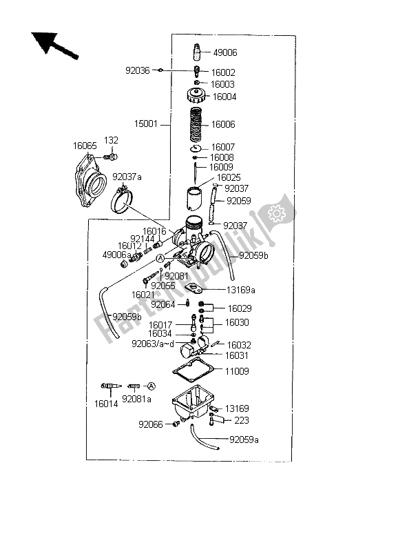 Tutte le parti per il Carburatore del Kawasaki KMX 125 SW 1995