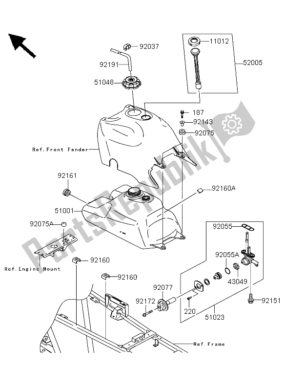 Wszystkie części do Zbiornik Paliwa Kawasaki KVF 360 4X4 2003