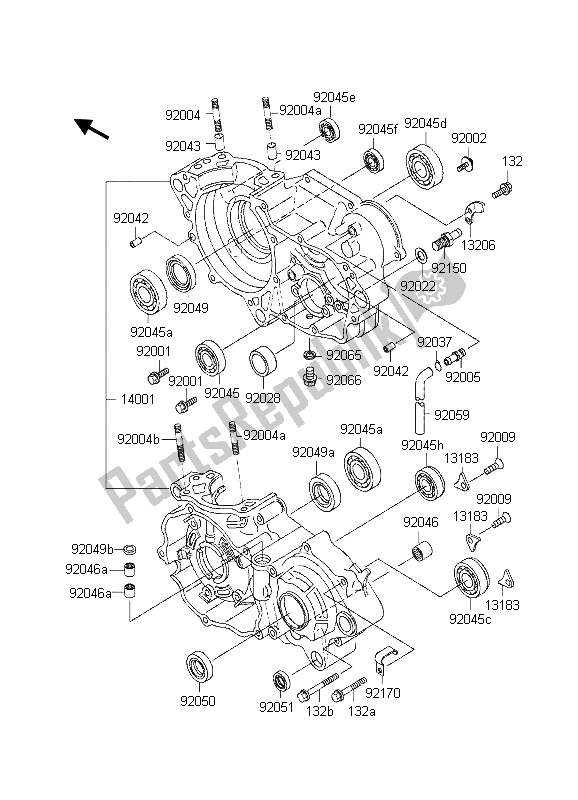 Tutte le parti per il Carter del Kawasaki KX 250 1998