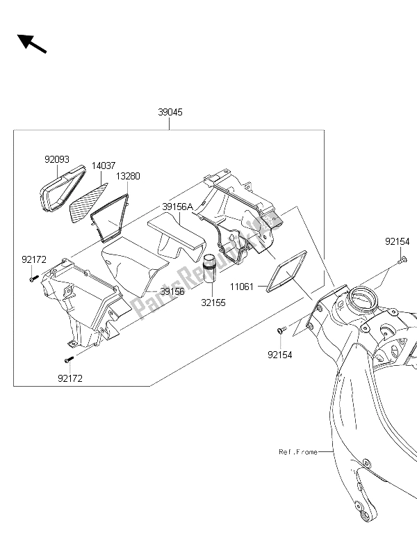 All parts for the Air Duct of the Kawasaki Ninja ZX 6R 600 2015