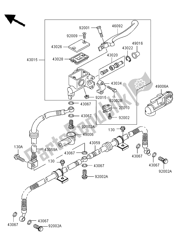 Toutes les pièces pour le Maître-cylindre Avant du Kawasaki KLF 300 2003