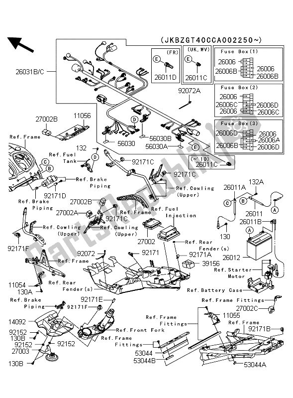 All parts for the Chassis Electrical Equipment of the Kawasaki 1400 GTR ABS 2012