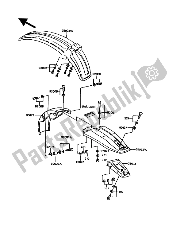 Todas las partes para Defensas de Kawasaki KE 100 1992