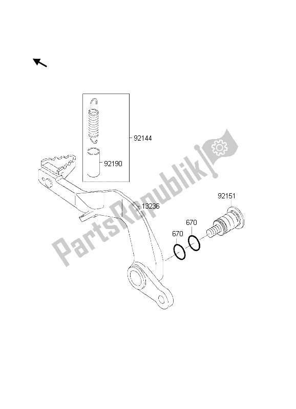 All parts for the Brake Pedal of the Kawasaki KX 85 LW 2002