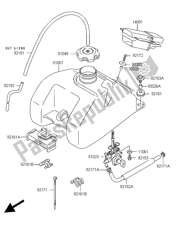 Tutte le parti per il Serbatoio Di Carburante del Kawasaki KFX 400 2006