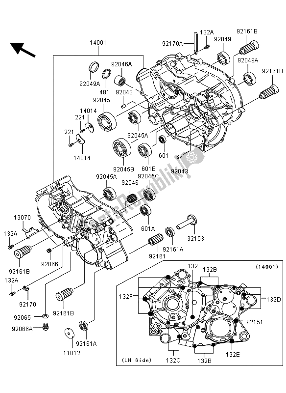 All parts for the Crankcase of the Kawasaki KVF 360 2009